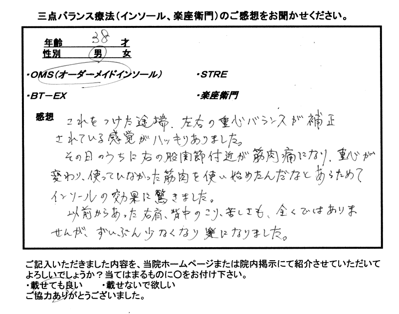 OMS（オーダーメイドインソール）の感想