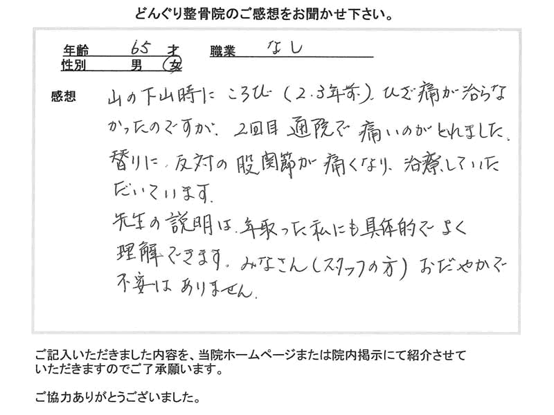 どんぐり整骨院の感想