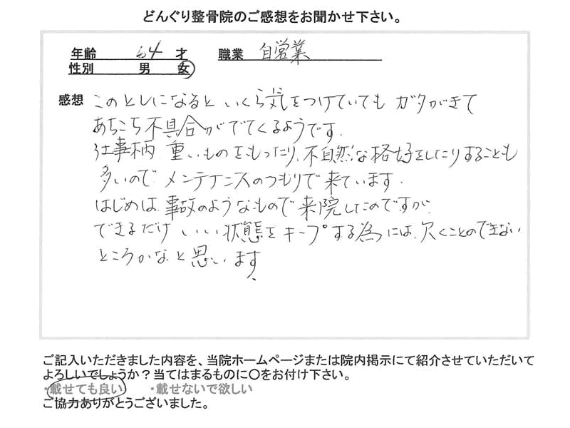 どんぐり整骨院の感想